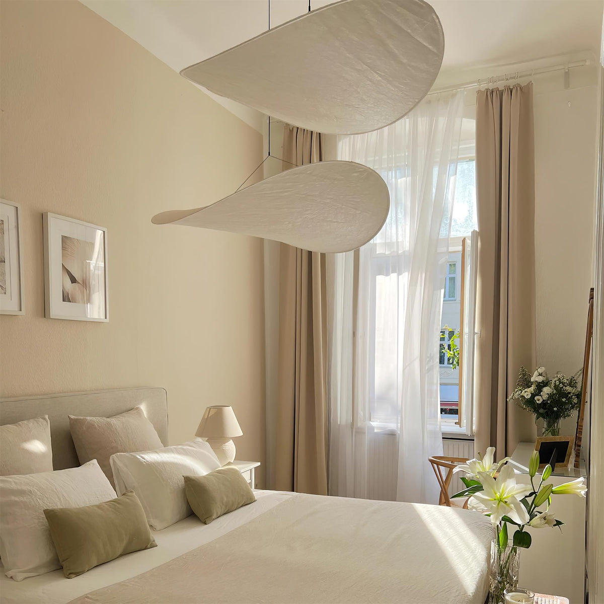 Pendant Light Lamp, Kaito Mulberry Silk Shade, Dimmable, Single and Multi-Light, Dining Room