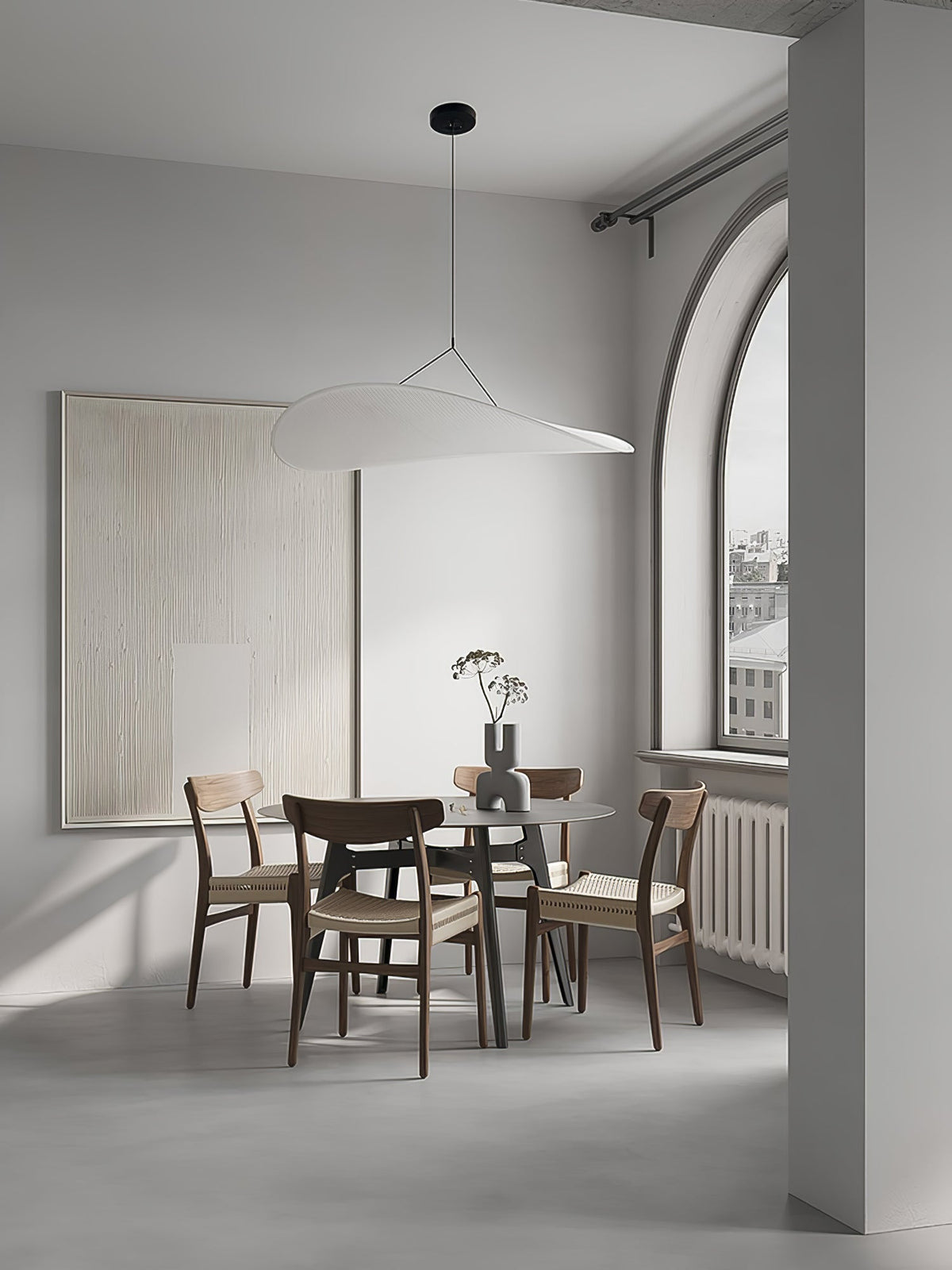 Pendant Light Lamp, Kaito Mulberry Silk Shade, Dimmable, Single and Multi-Light, Dining Room