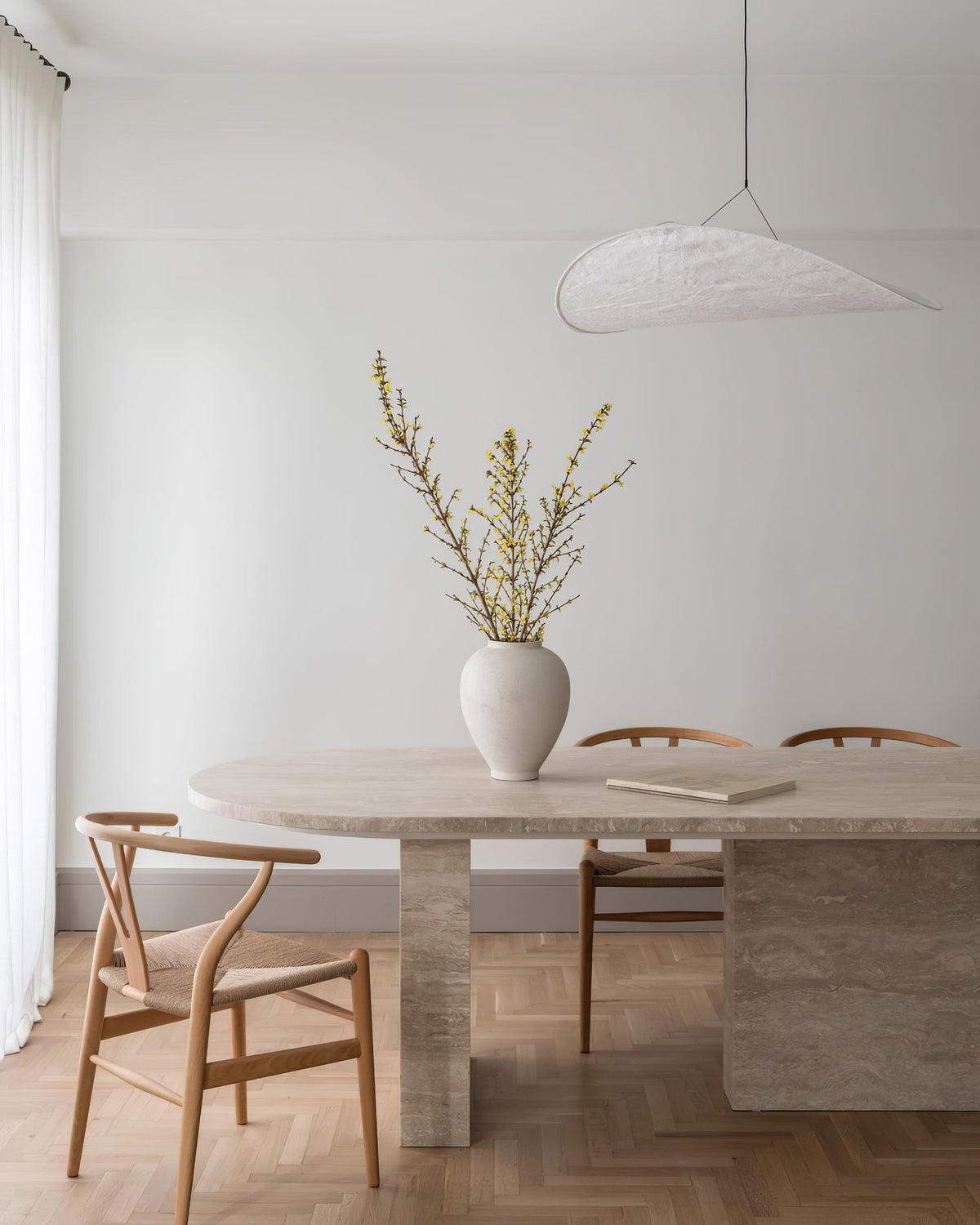 Pendant Light Lamp, Kaito Mulberry Silk Shade, Dimmable, Single and Multi-Light, Dining Room