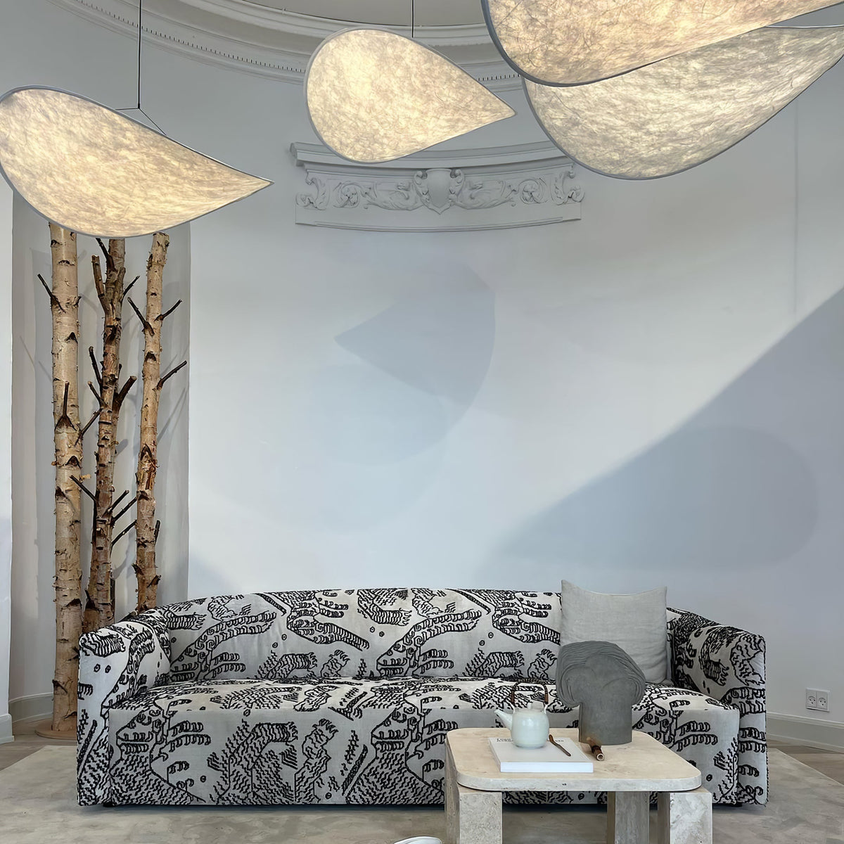 Pendant Light Lamp, Kaito Mulberry Silk Shade, Dimmable, Single and Multi-Light, Dining Room