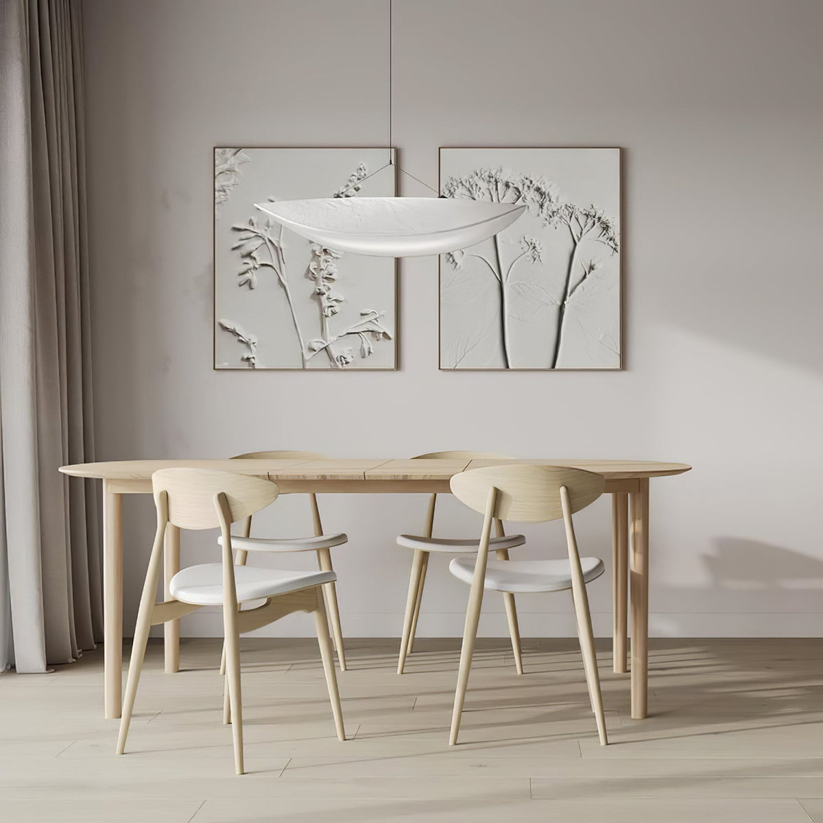 Pendant Light Lamp, Kaito Mulberry Silk Shade, Dimmable, Single and Multi-Light, Dining Room