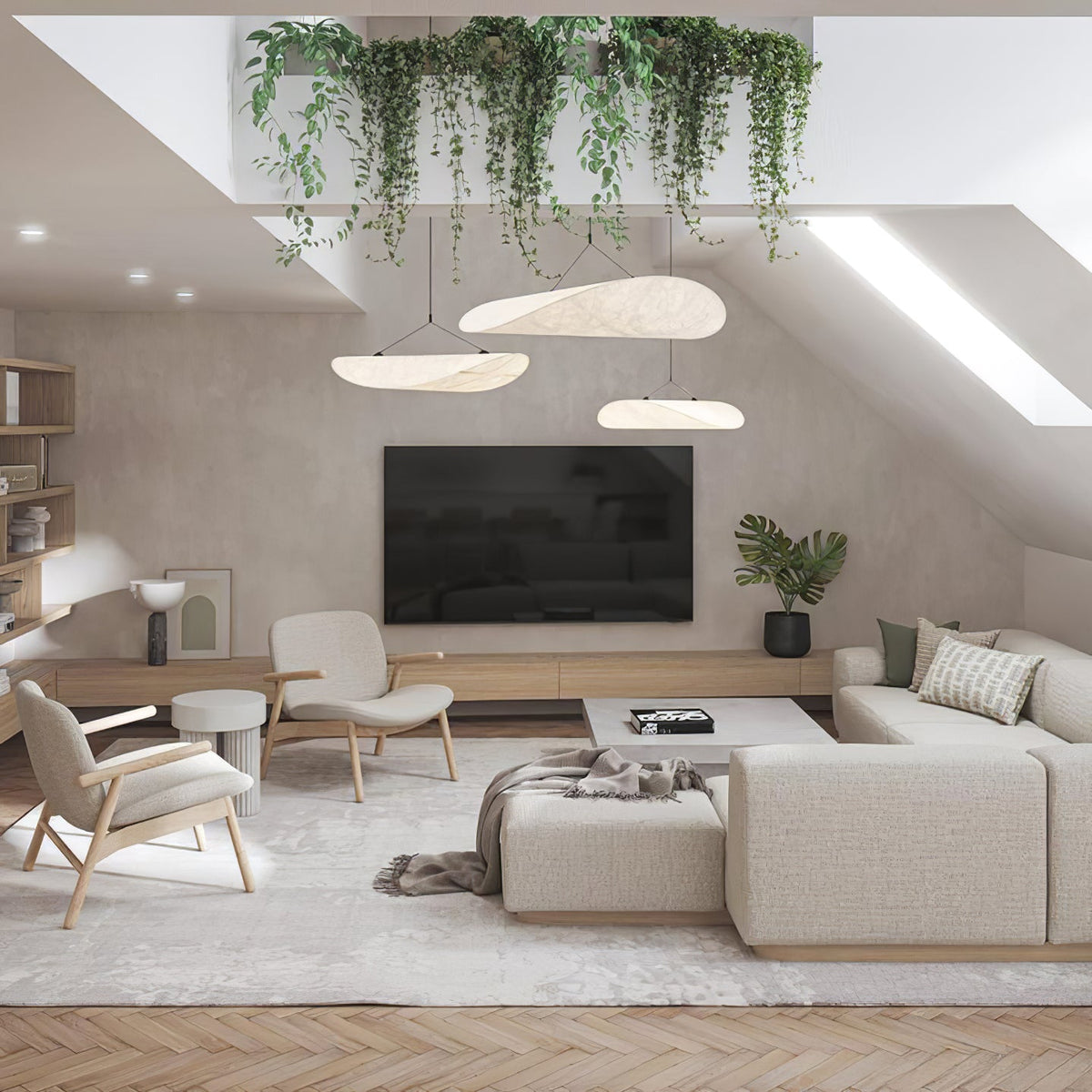 Pendant Light Lamp, Kaito Mulberry Silk Shade, Dimmable, Single and Multi-Light, Dining Room