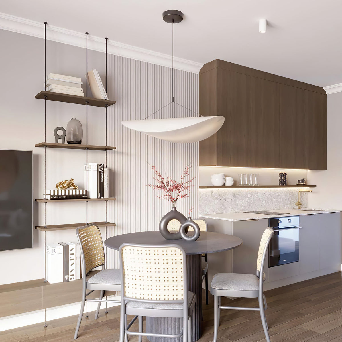 Pendant Light Lamp, Kaito Mulberry Silk Shade, Dimmable, Single and Multi-Light, Dining Room