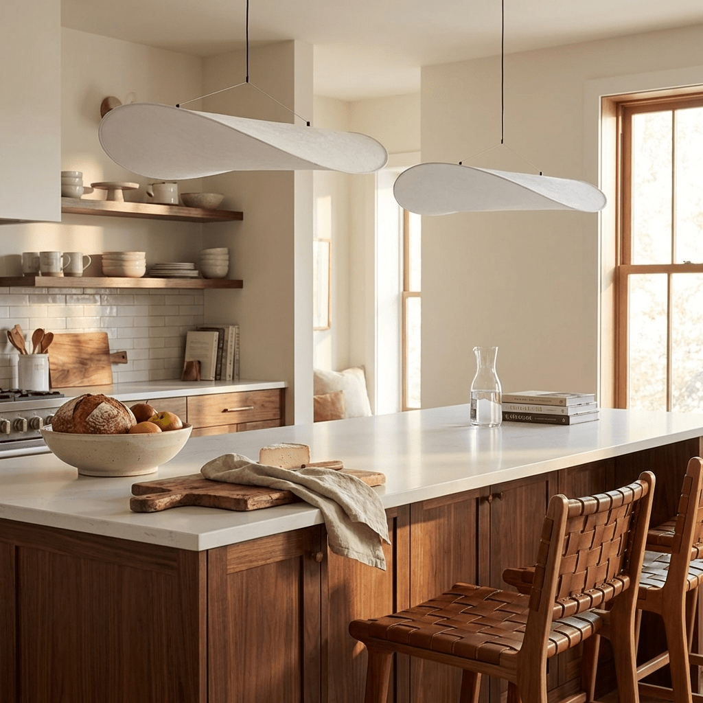 Pendant Light Lamp, Kaito Mulberry Silk Shade, Dimmable, Single and Multi-Light, Dining Room