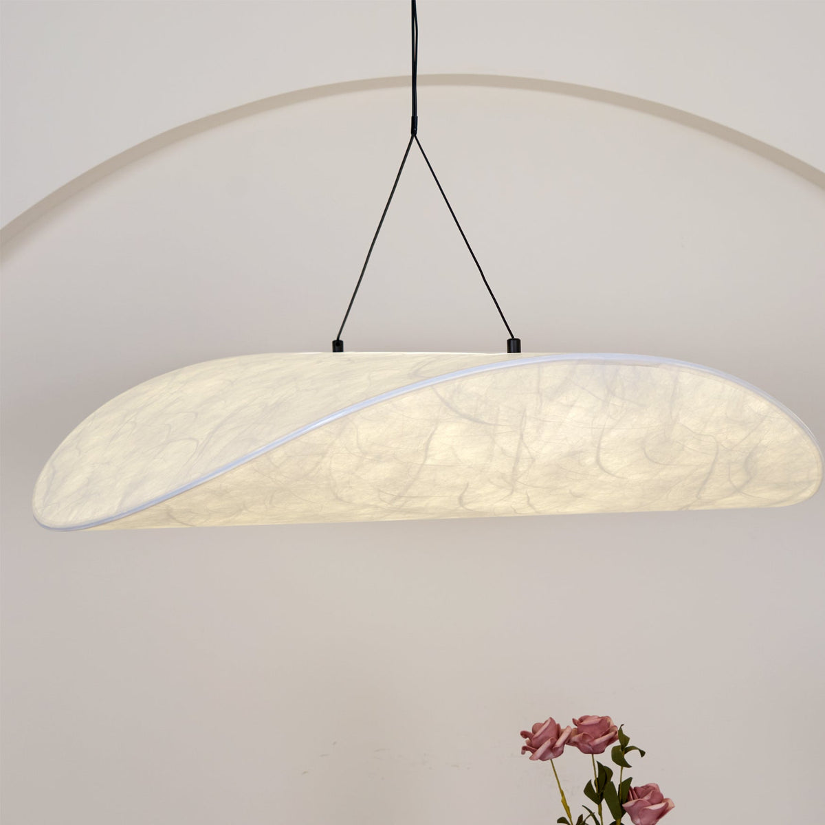 Pendant Light Lamp, Kaito Mulberry Silk Shade, Dimmable, Single and Multi-Light, Dining Room