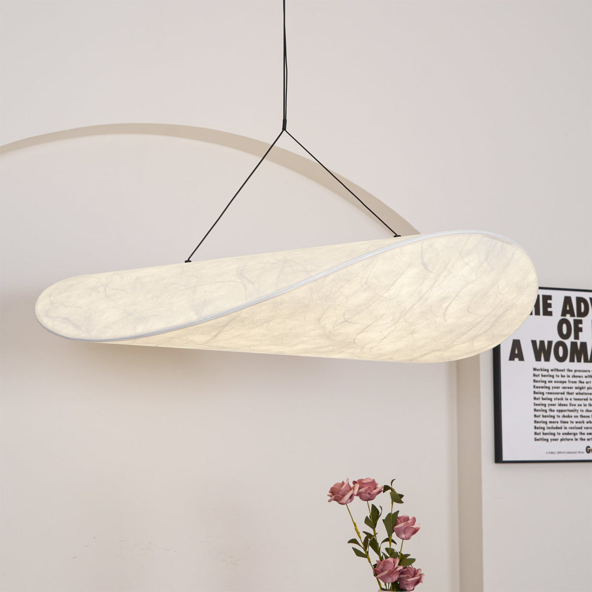 Pendant Light Lamp, Kaito Mulberry Silk Shade, Dimmable, Single and Multi-Light, Dining Room