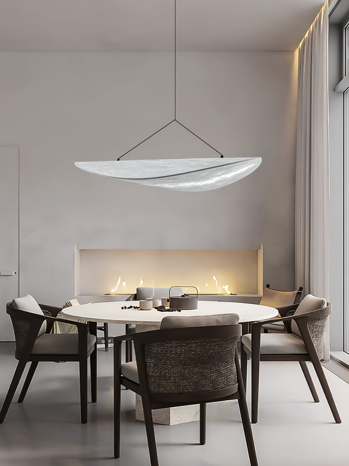Pendant Light Lamp, Kaito Mulberry Silk Shade, Dimmable, Single and Multi-Light, Dining Room