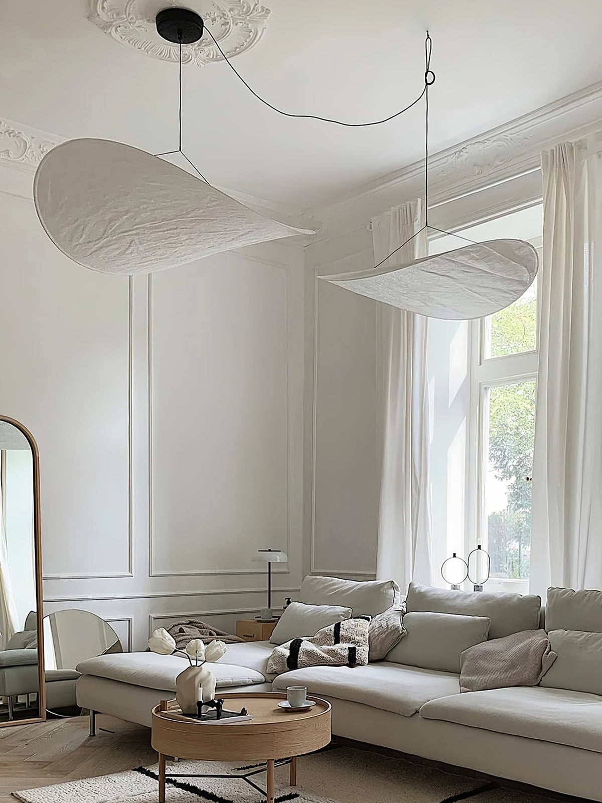 Pendant Light Lamp, Kaito Mulberry Silk Shade, Dimmable, Single and Multi-Light, Dining Room