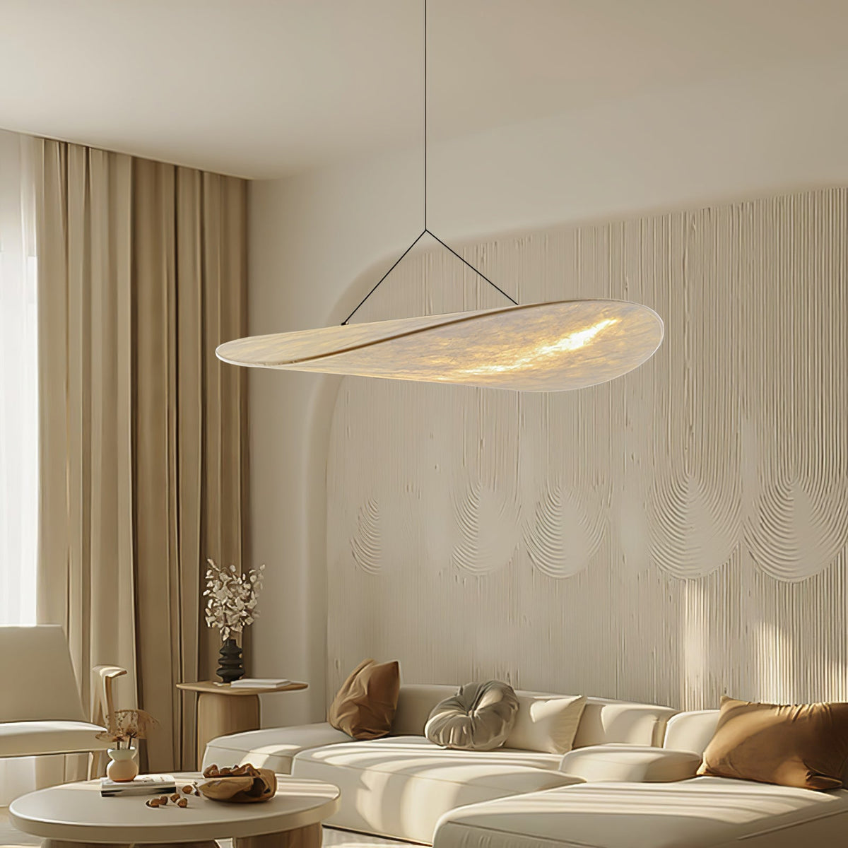 Pendant Light Lamp, Kaito Mulberry Silk Shade, Dimmable, Single and Multi-Light, Dining Room