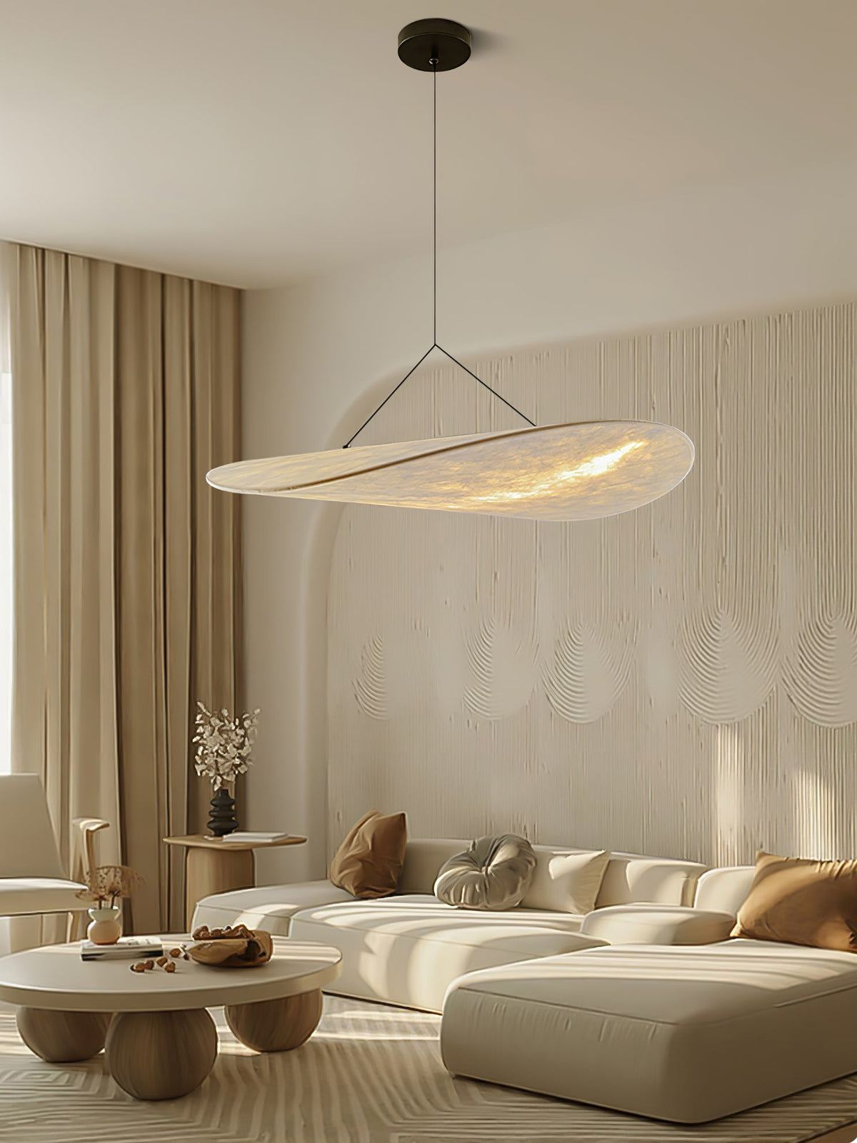 Pendant Light Lamp, Kaito Mulberry Silk Shade, Dimmable, Single and Multi-Light, Dining Room