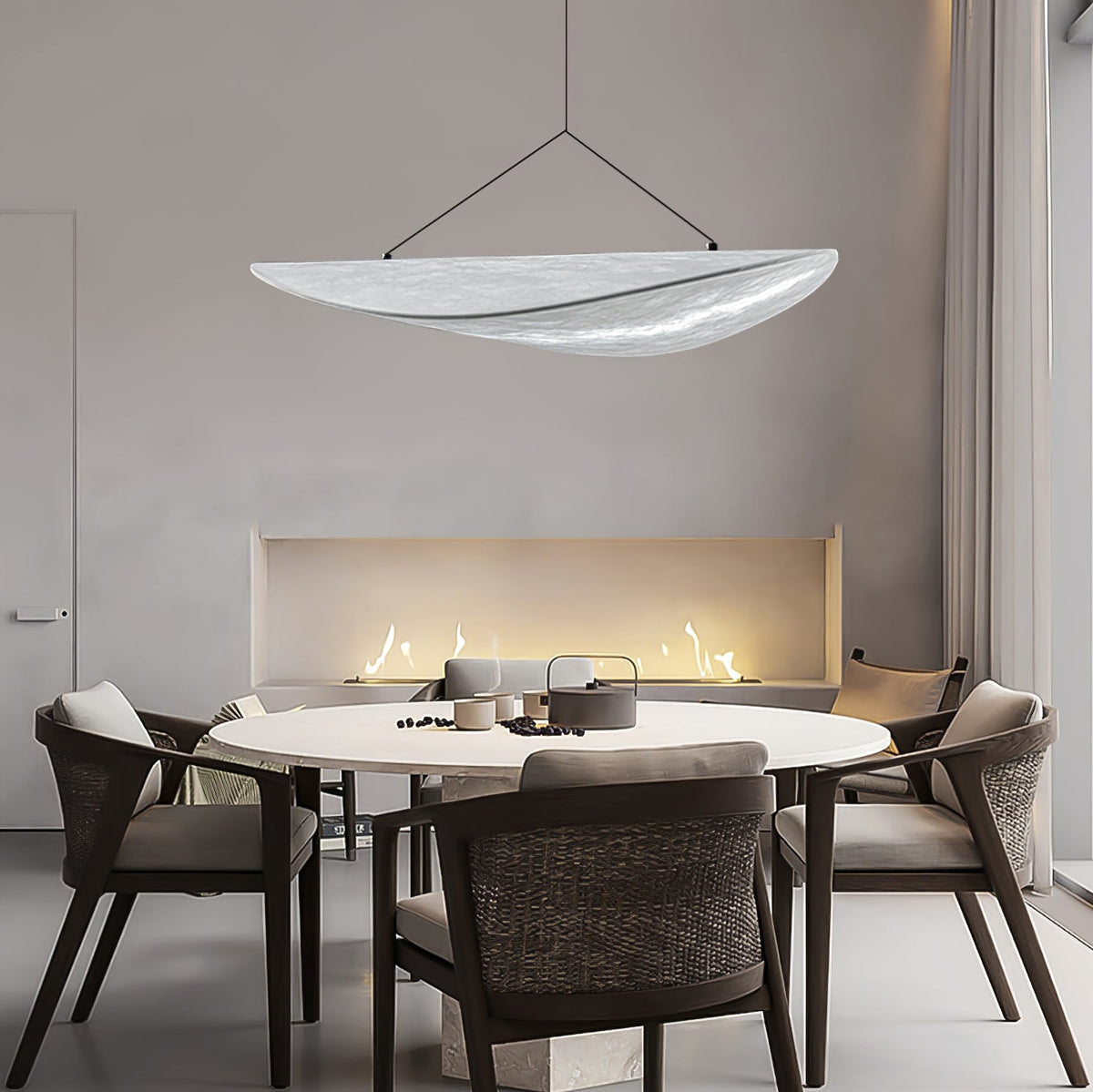 Pendant Light Lamp, Kaito Mulberry Silk Shade, Dimmable, Single and Multi-Light, Dining Room