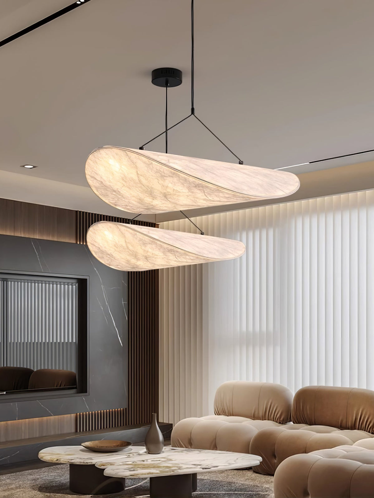 Pendant Light Lamp, Kaito Mulberry Silk Shade, Dimmable, Single and Multi-Light, Dining Room