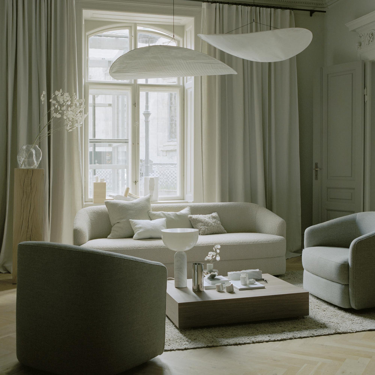 Pendant Light Lamp, Kaito Mulberry Silk Shade, Dimmable, Single and Multi-Light, Dining Room
