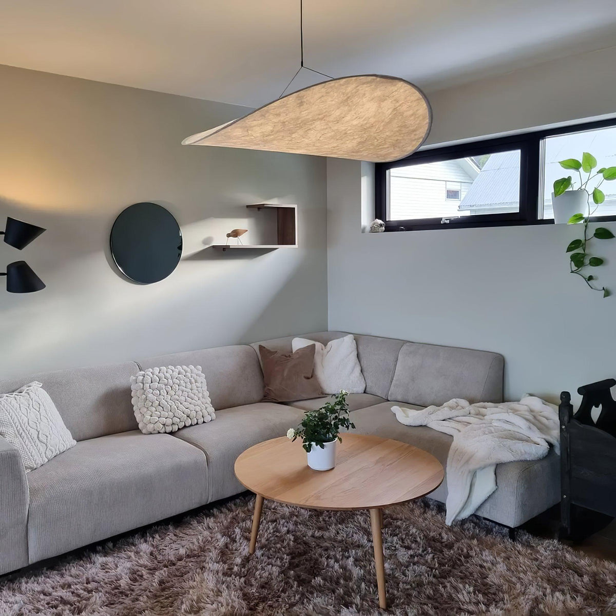 Pendant Light Lamp, Kaito Mulberry Silk Shade, Dimmable, Single and Multi-Light, Dining Room