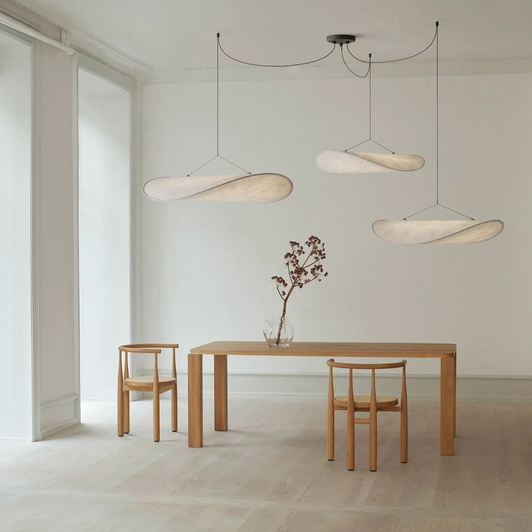 Pendant Light Lamp, Kaito Mulberry Silk Shade, Dimmable, Single and Multi-Light, Dining Room