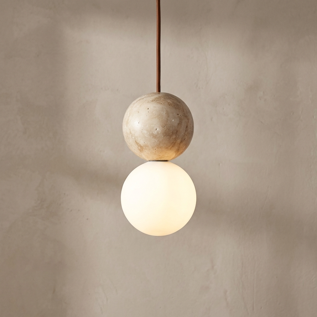 Dalen Island Kitchen Lighting Pendant, Sculptural Natural Stone Orb Pendant Lighting