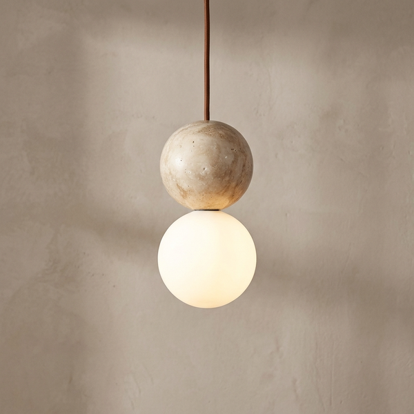 Dalen Island Kitchen Lighting Pendant, Sculptural Natural Stone Orb Pendant Lighting