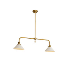 Ansel Kitchen Island Pendant Light, Twin-Head Linear, Brass or Nickel