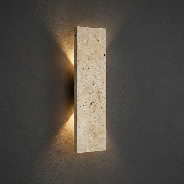 Alvar Outdoor Exterior Wall Lights, Travertine Stone Sconce, IP65 Rated, Indoor & Outdoor