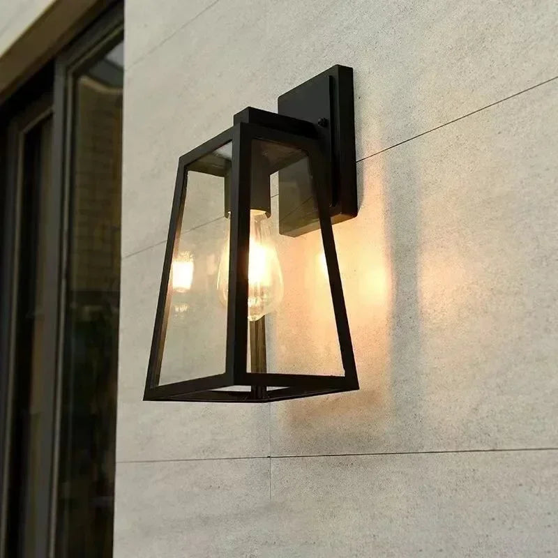 Callen Outdoor Wall Lamp, Architectural Glass, Matte Black, IP65