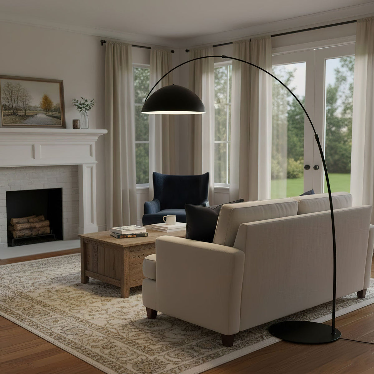Verse arc floor lamp base and inline push-button switch detail