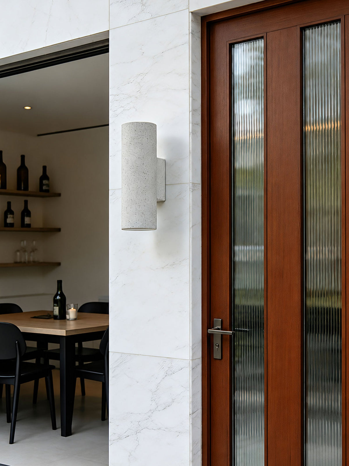Outdoor Lighting: Keld Micro-Cement Up Down Wall Sconce, IP65, Hardwired, 3000K, White or Black