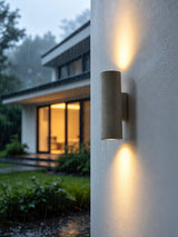 Outdoor Lighting: Keld Micro-Cement Up Down Wall Sconce, IP65, Hardwired, 3000K, White or Black
