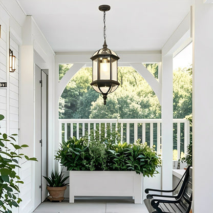 Rowan Outdoor Lantern Pendant Light, Vintage Rustic Cylinder Design, Waterproof