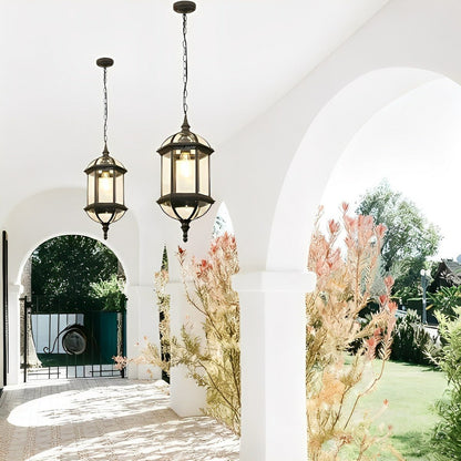 Rowan Outdoor Lantern Pendant Light, Vintage Rustic Cylinder Design, Waterproof