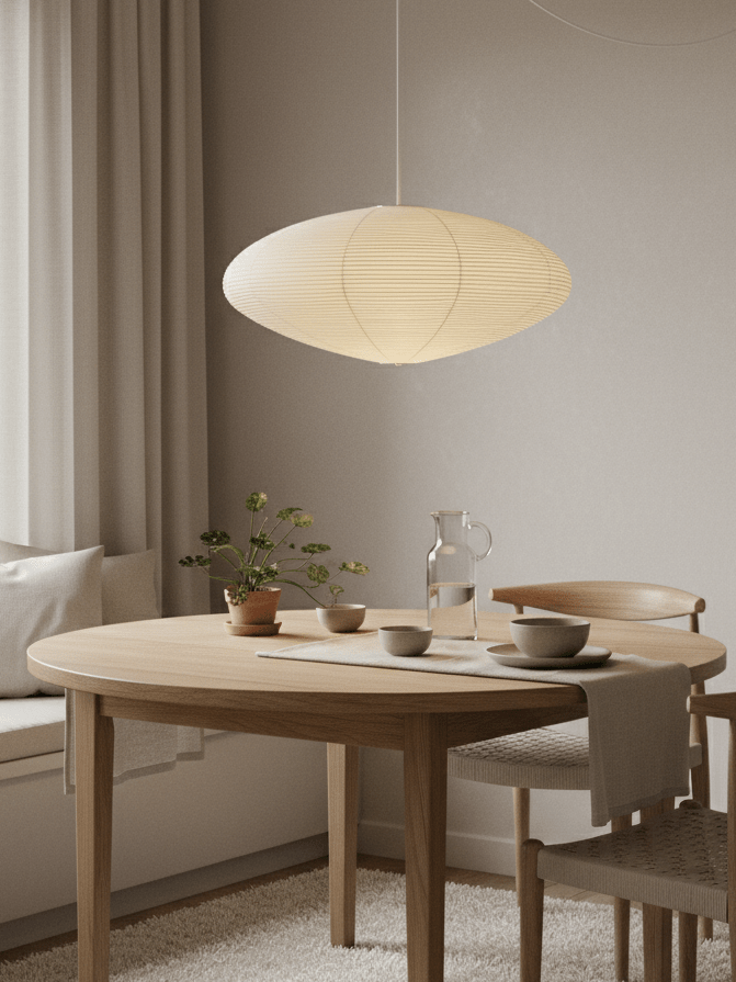 Kumo Washi Paper Light, Swag Pendant Lamp, Round Paper Lampshade, 3 Sizes, White Cable