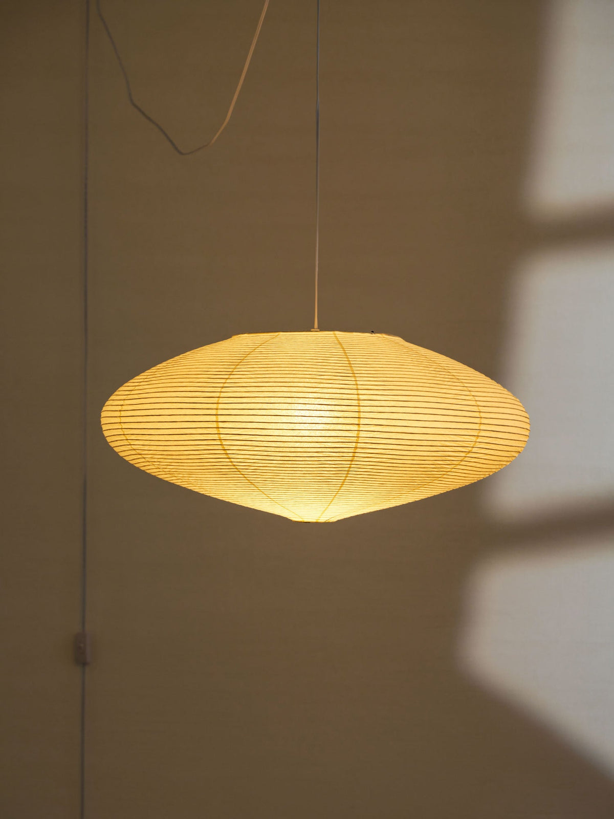 Kumo Washi Paper Light, Swag Pendant Lamp, Round Paper Lampshade, 3 Sizes, White Cable