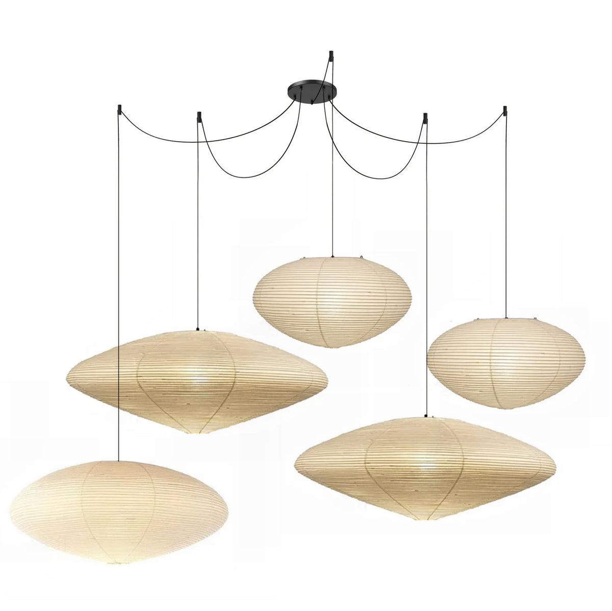 Tomo Island Kitchen Lighting Pendant, Washi Paper Pendant Light, 3 Sizes, Multi-Light Sets
