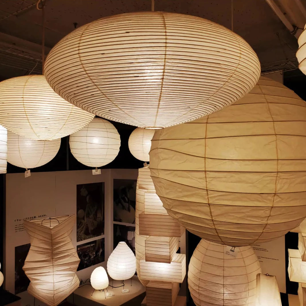 Kumo Washi Paper Light, Swag Pendant Lamp, Round Paper Lampshade, 3 Sizes, White Cable