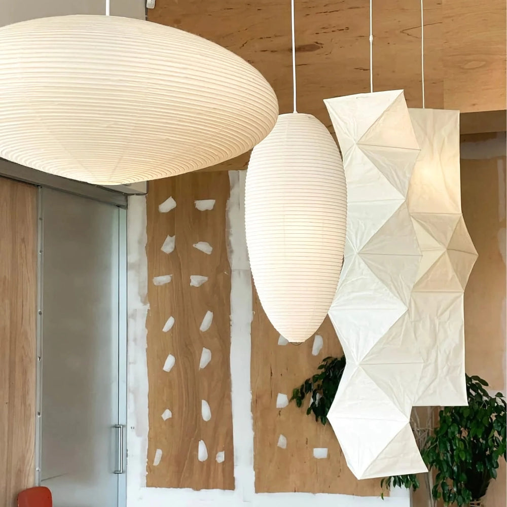 Kumo Washi Paper Light, Swag Pendant Lamp, Round Paper Lampshade, 3 Sizes, White Cable