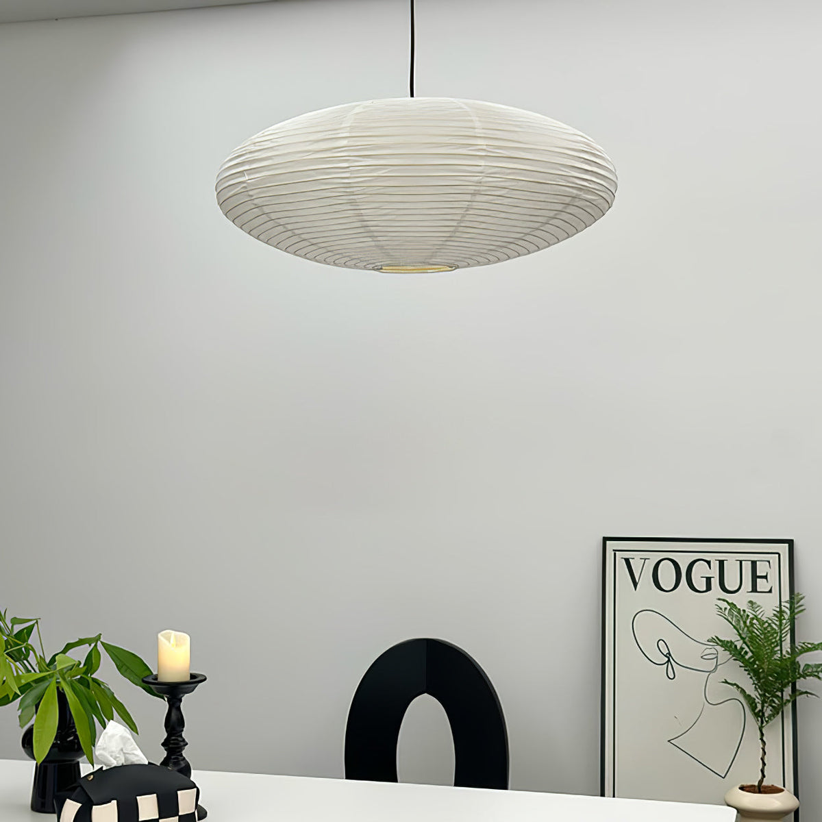Kumo Washi Paper Light, Swag Pendant Lamp, Round Paper Lampshade, 3 Sizes, White Cable