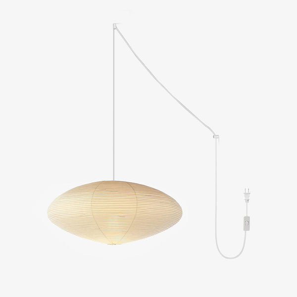 Kumo Washi Paper Light, Swag Pendant Lamp, Round Paper Lampshade, 3 Sizes, White Cable