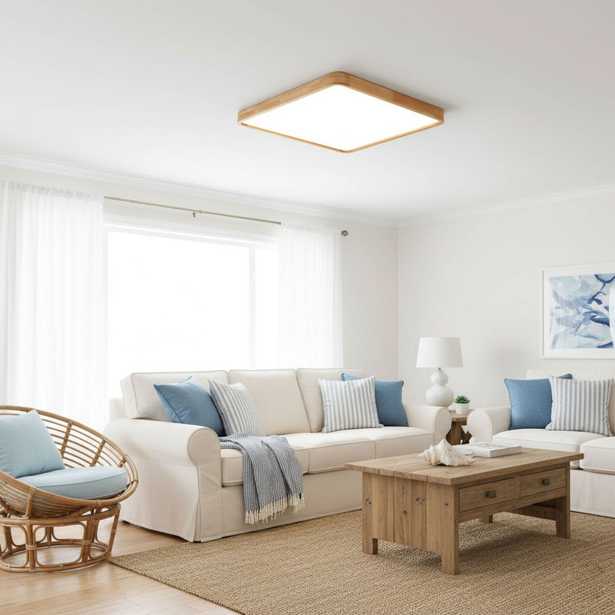 Aksel Dining Room Lighting Fixture, Wood Chandelier, Geometric Ceiling Light, Round or Square
