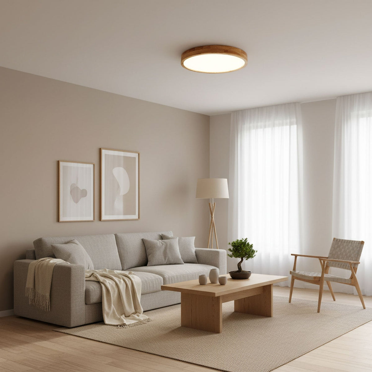 Aksel Dining Room Lighting Fixture, Wood Chandelier, Geometric Ceiling Light, Round or Square