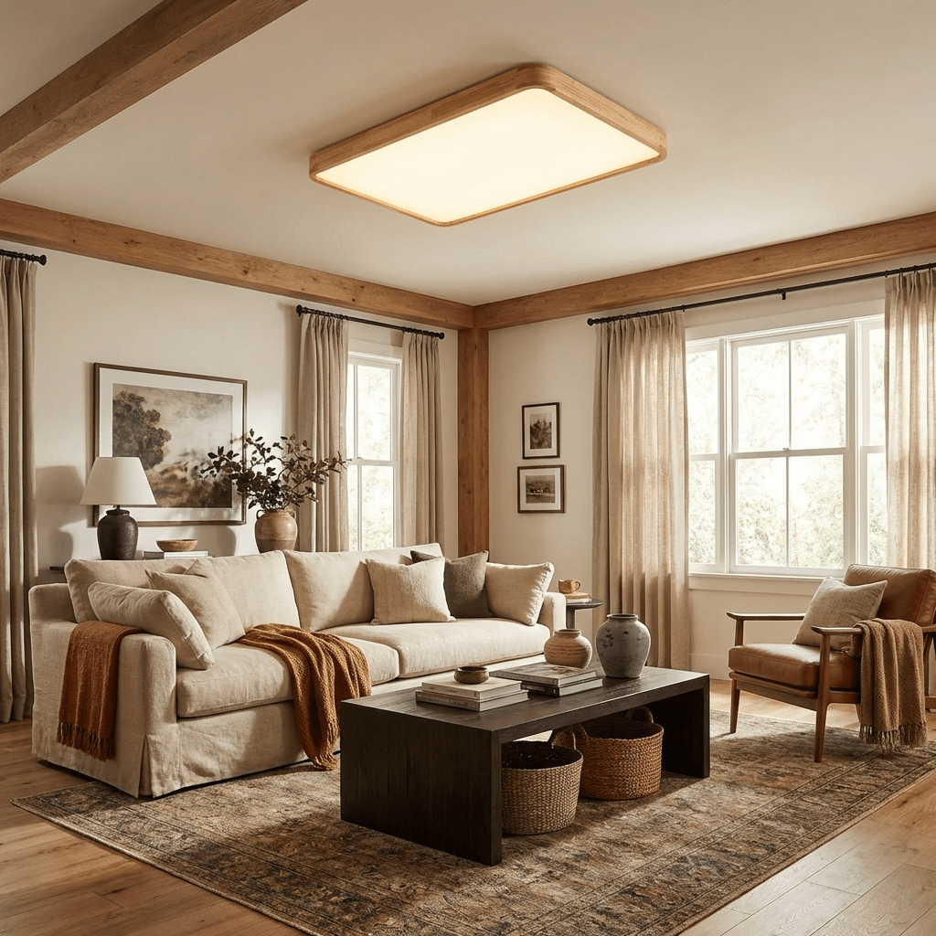 Aksel Dining Room Lighting Fixture, Wood Chandelier, Geometric Ceiling Light, Round or Square
