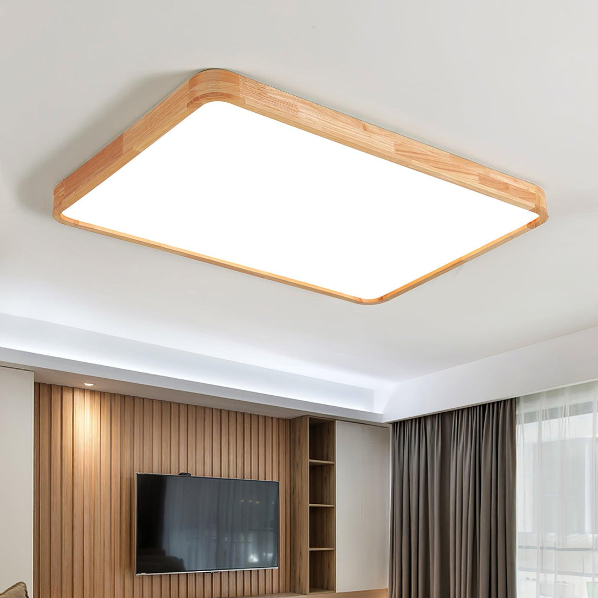 Aksel Dining Room Lighting Fixture, Wood Chandelier, Geometric Ceiling Light, Round or Square