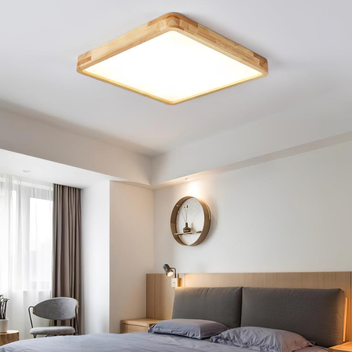 Aksel Dining Room Lighting Fixture, Wood Chandelier, Geometric Ceiling Light, Round or Square