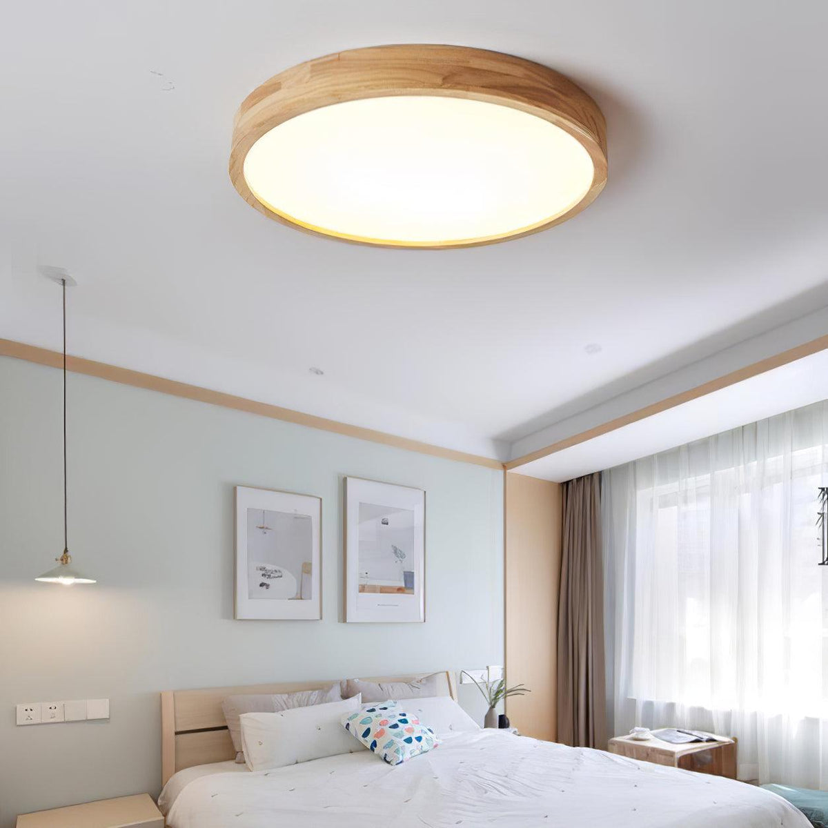 Aksel Dining Room Lighting Fixture, Wood Chandelier, Geometric Ceiling Light, Round or Square