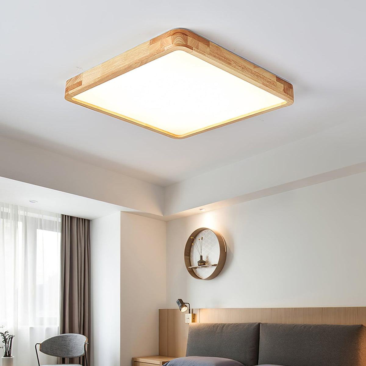 Aksel Dining Room Lighting Fixture, Wood Chandelier, Geometric Ceiling Light, Round or Square