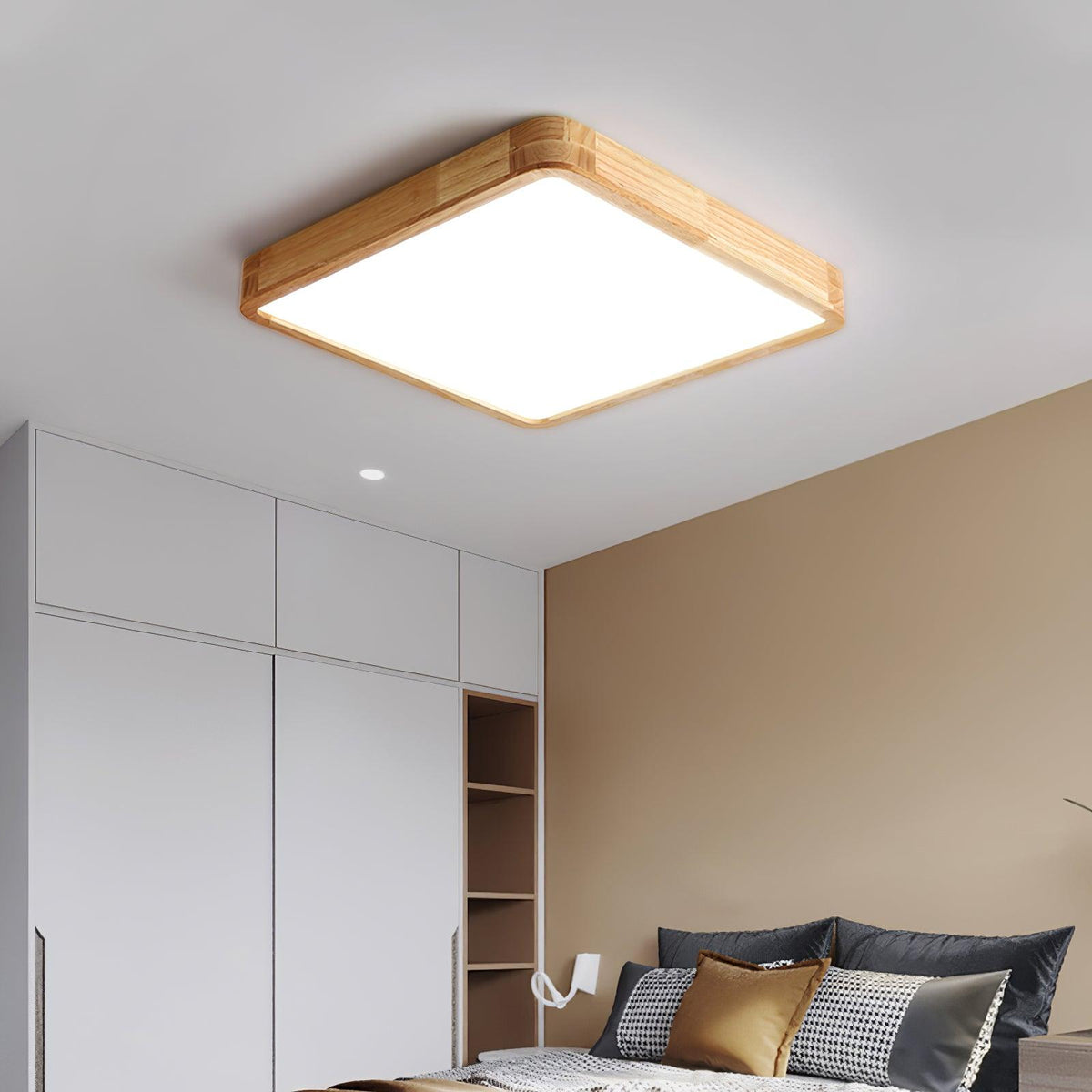 Aksel Dining Room Lighting Fixture, Wood Chandelier, Geometric Ceiling Light, Round or Square