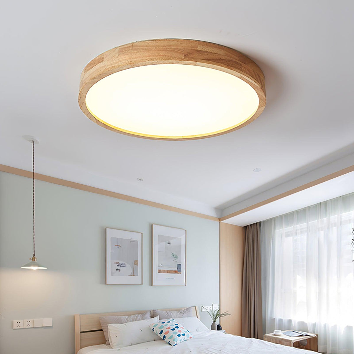 Aksel Dining Room Lighting Fixture, Wood Chandelier, Geometric Ceiling Light, Round or Square