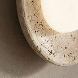 Tivoli Wall Sconces, Travertine Stone Wall Light, Diffused Glass Globe, Bedroom & Hallway