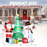 Christmas Inflatable Yard Decorations, Santa Riding Dinosaur, Snowman, Stakes & Storage Bag