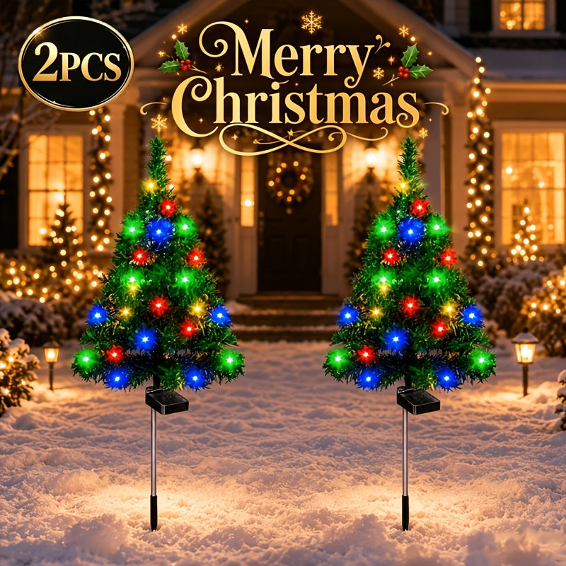 Solar pathway lights for a walkway at Christmas
