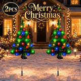 Solar Christmas lights for a lawn edge at night