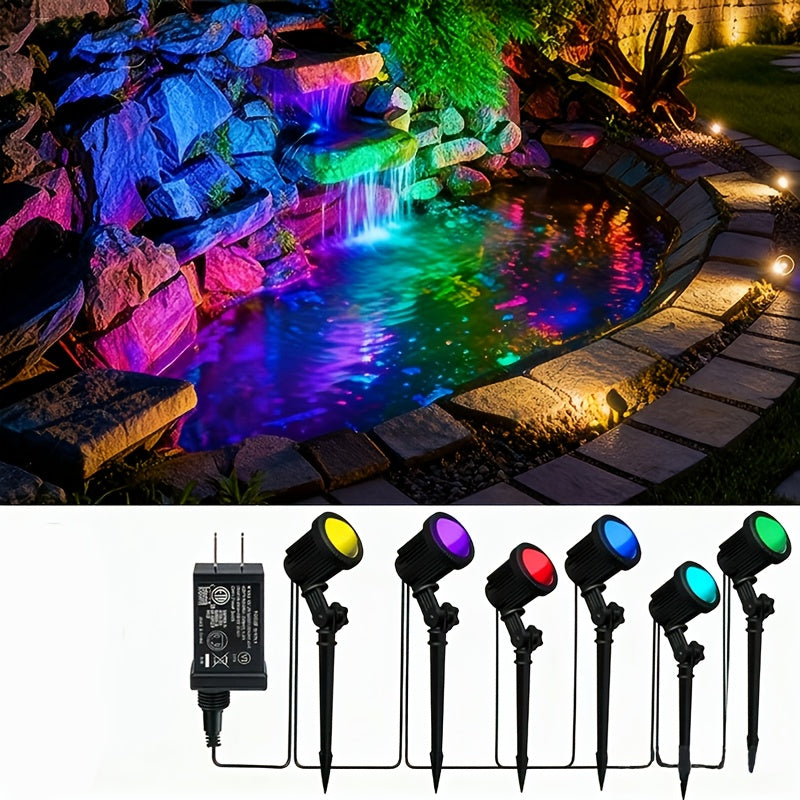 Close-up of RGB color-changing LED spotlight